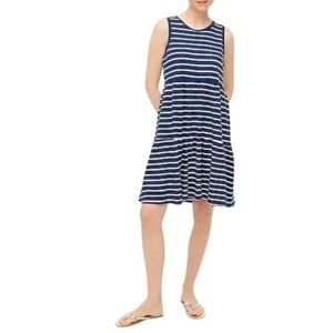 J. Crew Tank Top Womens 2X Navy Blue Striped Tiered Re-Imagined Coastal Preppy